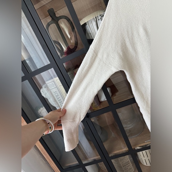 Free People mock neck sweater ribbed Ottoman Slouchy Tunic ecru loose parke - Picture 9 of 12